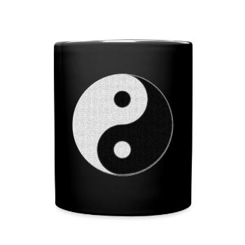 Yoga Shirts, Yin und Yang mosaikmuster - Tasse einfarbig - Schwarz - Vorne