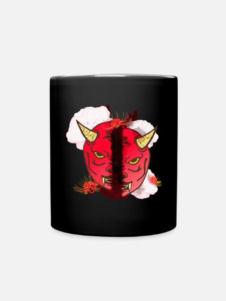 spinnen lilien, oni maske hälften - Tasse einfarbig - Schwarz