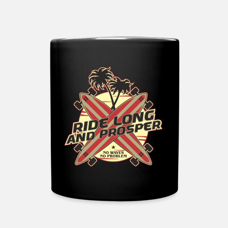 Ride Long And Prosper - Longboard Style - Full Colour Mug - black