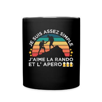 Rando et apéro humour randonneur cadeau vintage - Mug uni - noir - Devant