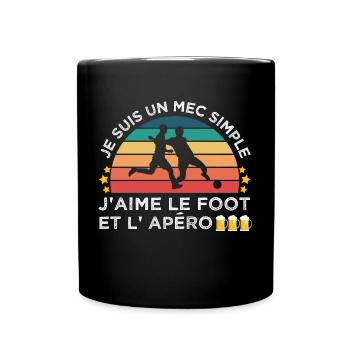 Foot et apéro humour footballeur cadeau vintage - Mug uni - noir - Devant