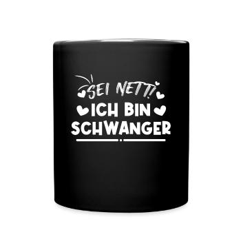 Schwangerschaft Schwanger Statement Mama Herz - Tasse einfarbig - Schwarz - Vorne