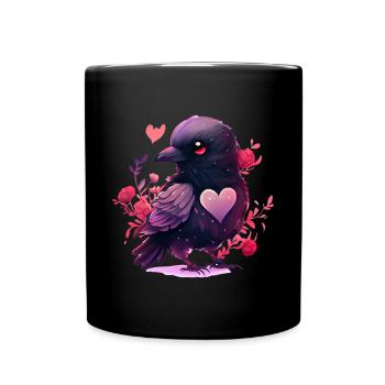 Raven Valentine's Day Gift - Full Colour Mug - black - Front