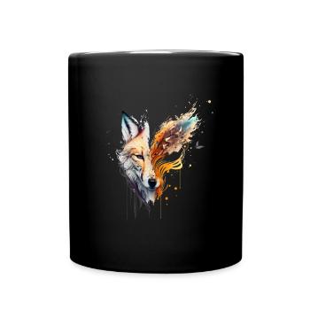 Belle tête de renard emportée par le vent - Mug uni - noir - Devant