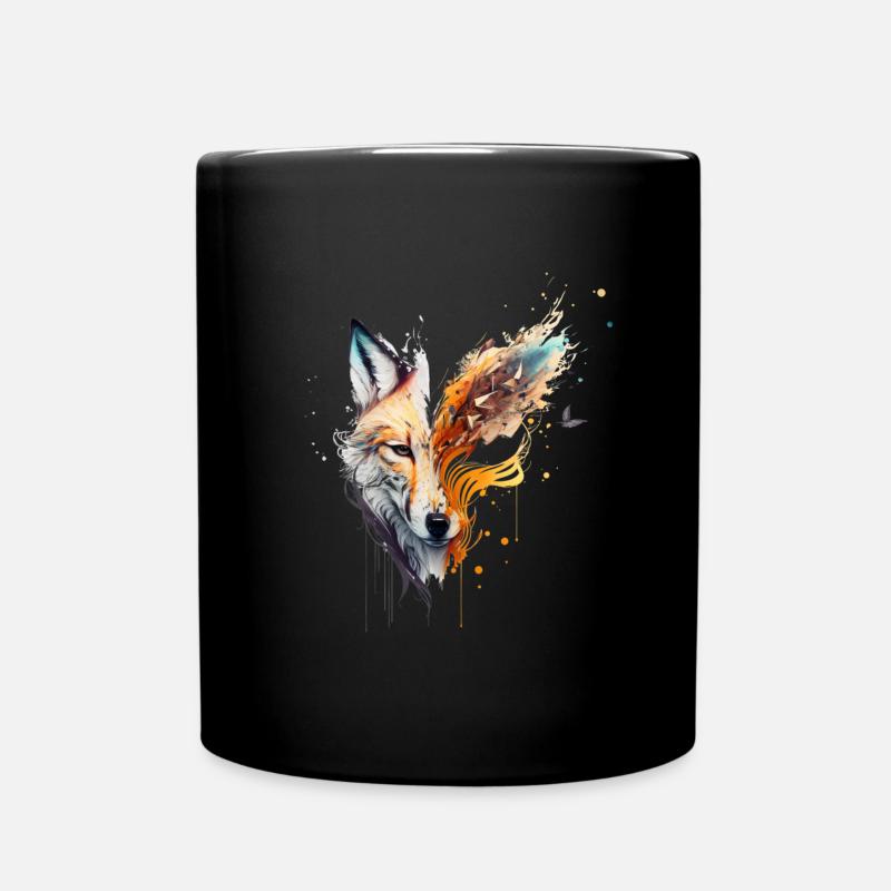 Belle tête de renard emportée par le vent - Mug uni - noir