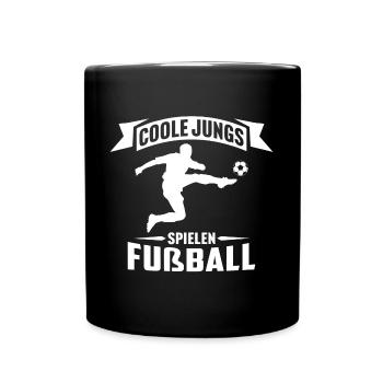 coole jungs spielen fußball fußballer kinder - Tasse einfarbig - Schwarz - Vorne