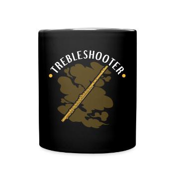 Transverse Flute, Trebleshooter, Funny Flutist - Tasse einfarbig - Schwarz - Vorne