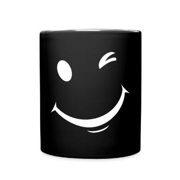 White wink expression - Full Colour Mug - black - Front