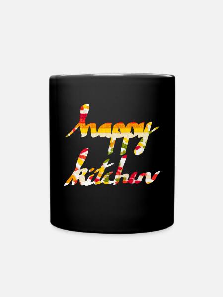 Glückliche Küche - Tasse einfarbig - Schwarz