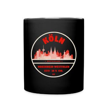 Cologne Skyline Retro Stamp - Full Colour Mug - black - Front