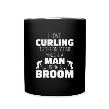 Curling Sweeping Fan Winter Ice Sport Curler Drôle - Mug uni - noir - Devant