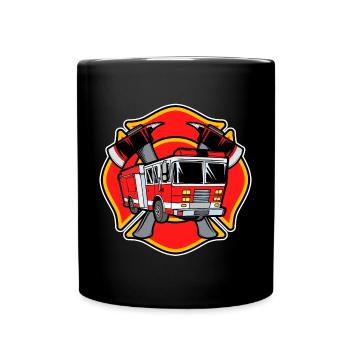Feuerwehr Feuerwehrauto Lebensretter Löscharbeit - Tasse einfarbig - Schwarz - Vorne