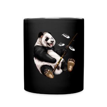 Fishing Panda, Fishing, Fishing - Full Colour Mug - black - Front