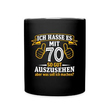 70 Jahre Geschenk 70. Geburtstag Lustig Geschenk - Tasse einfarbig - Schwarz - Vorne