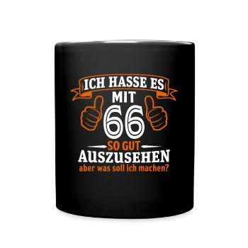 66 Jahre Geschenk 66. Geburtstag Lustig Geschenk - Tasse einfarbig - Schwarz - Vorne