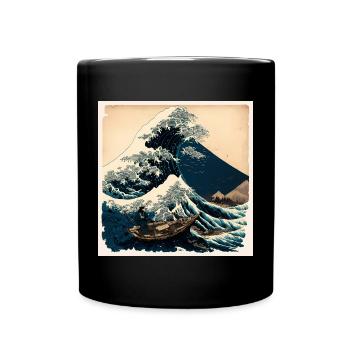 Suivre la voie de la nature Style Hokusai - Mug uni - noir - Devant