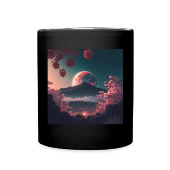 Mont Fuji illustré - Mug uni - noir - Devant