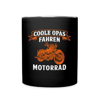 Coole opas fahren motorrad opa biker - Tasse einfarbig - Schwarz - Vorne
