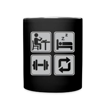 Bodybuilder Kraftsport Fitness Motiv - Tasse einfarbig - Schwarz - Vorne
