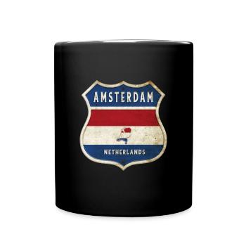 Amsterdam Netherlands coat of arms design - Full Colour Mug - black - Front