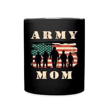 Army mom with USA flag - Full Colour Mug - black - Front