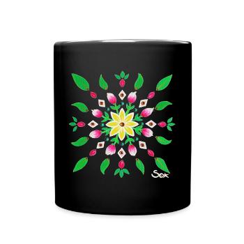 BlumenMandala Frühling - Sonja Ariel von Staden - Tasse einfarbig - Schwarz - Vorne