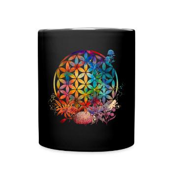 Color Circle Flower of Life Pattern - Full Colour Mug - black - Front