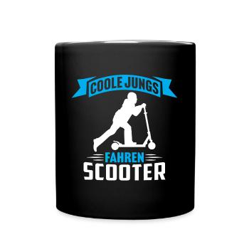 Coole jungs fahren scooter roller tretroller - Tasse einfarbig - Schwarz - Vorne