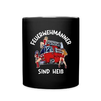 Feuerwehrauto Statement Feuerwehr Brandschutz - Tasse einfarbig - Schwarz - Vorne