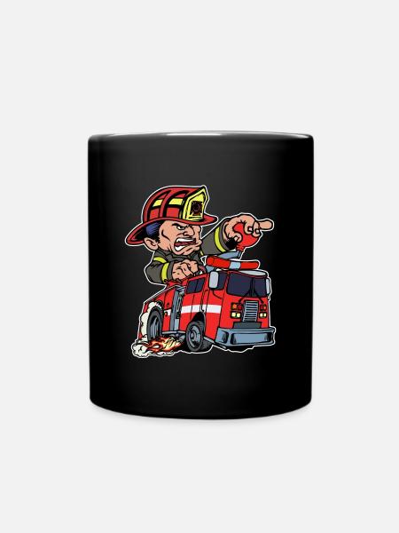 Pompiers Pompier Sauveteur Camion de pompiers - Mug uni - noir