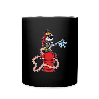 Feuerwehrschlauch Feuerwehr Brandschutz Retter - Tasse einfarbig - Schwarz - Vorne