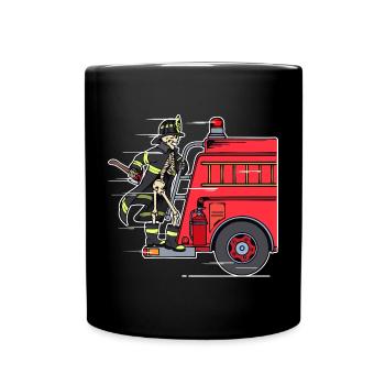 Feuerwehrmann Brandschutz Retter Feuerwehrauto - Tasse einfarbig - Schwarz - Vorne