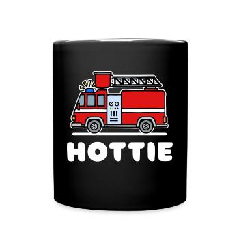 Feuerwehrauto Statement Lebensretter Feuerwehr - Tasse einfarbig - Schwarz - Vorne