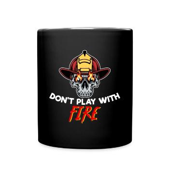 Fire Statement Firefighter Helmet Burning - Full Colour Mug - black - Front