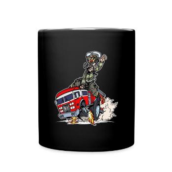 Fire Fire Engine Firefighter Rescuer - Full Colour Mug - black - Front