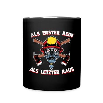 Feuerwehr Feuerwehrhelm Statement Lebensretter - Tasse einfarbig - Schwarz - Vorne