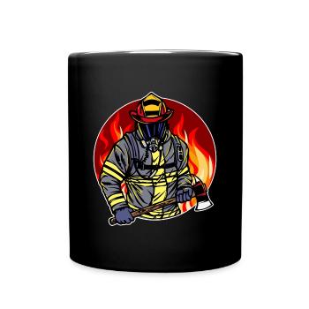 Burning Firefighter Firefighter Fire Lifesaver - Full Colour Mug - black - Front