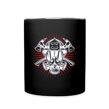 Firefighter helmet Fire protection Fire brigade Lifesaver - Full Colour Mug - black - Front