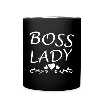 Boss Queen Geschenk Frauen Mädels Lady - Tasse einfarbig - Schwarz - Vorne