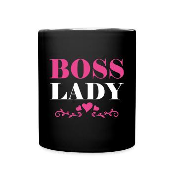 Boss Queen Geschenk Frauen Mädels Lady - Tasse einfarbig - Schwarz - Vorne
