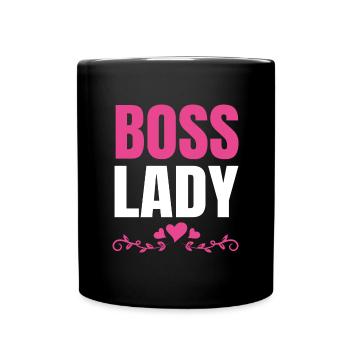 Boss Queen Geschenk Frauen Mädels Lady - Tasse einfarbig - Schwarz - Vorne