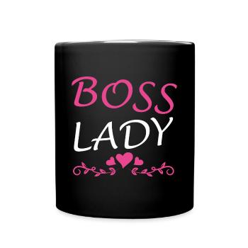 Boss Queen Geschenk Frauen Mädels Lady - Tasse einfarbig - Schwarz - Vorne