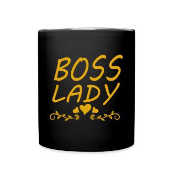 Boss Queen Geschenk Frauen Mädels Lady - Tasse einfarbig - Schwarz - Vorne