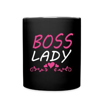 Boss Queen Geschenk Frauen Mädels Lady - Tasse einfarbig - Schwarz - Vorne