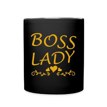 Boss Queen Geschenk Frauen Mädels Lady - Tasse einfarbig - Schwarz - Vorne