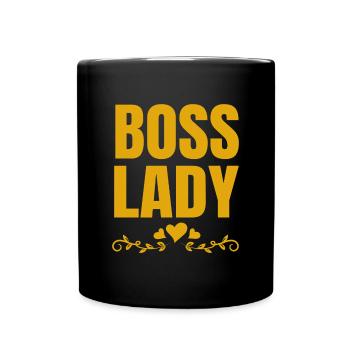 Boss Queen Geschenk Frauen Mädels Lady - Tasse einfarbig - Schwarz - Vorne