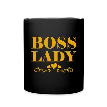 Boss Queen Geschenk Frauen Mädels Lady - Tasse einfarbig - Schwarz - Vorne
