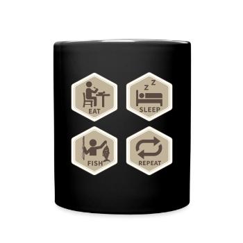 Lustiger Angler Fischer Spruch Angeln - Tasse einfarbig - Schwarz - Vorne
