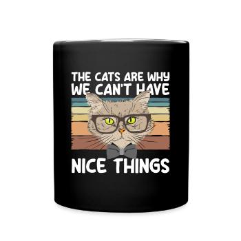 Chat Yeux de chat Ami Chat Maîtresse - Mug uni - noir - Devant
