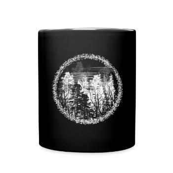Waldkreis Silhouette Waldlandschaft - Tasse einfarbig - Schwarz - Vorne